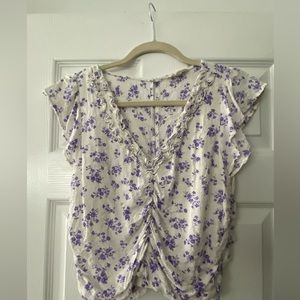 Purple and white patterned top